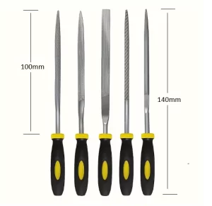 5pcs precision file set with black and yellow handles