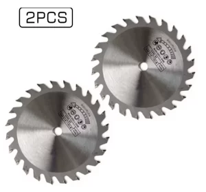 two 24 tooth circular saw blades 120mm in diameter with a 9.5mm hole and 1.8mm thickness suitable for Makita (Models with 120mm blade compatibility) ✔ Bosch (Compact and mini circular saws with a 120mm blade requirement) DeWalt (Models supporting a 9.5mm arbor size) Einhell (Mini circular saw models) Parkside (Lidl DIY range compact saws) Worx (WX429, WX427, and other compatible models) Hyundai, Draper, Silverline, and other 120mm saw models
