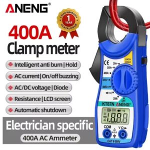 Digital clamp meter for AC/DC voltage and current measurement with LCD display
