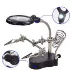 Helping Hands for Soldering 3.5X & 12X Magnifier with LED Lights and Adjustable Clips