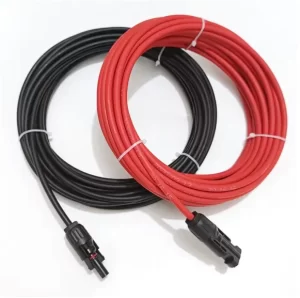 Solar panel cable 6mm² 10AWG extension wire with 30A DC connectors in red and black for PV systems