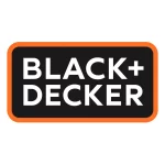 Black and Decker power tools logo with bold white text on a black background and orange border