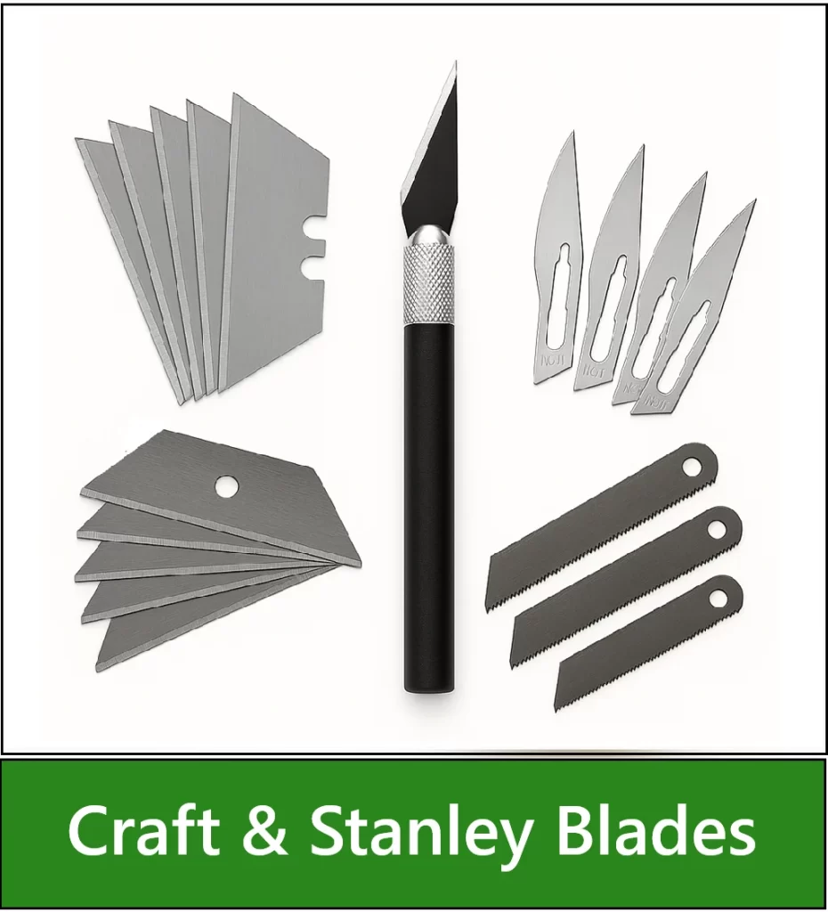 Category navigation tile: Collage of craft and Stanley blades