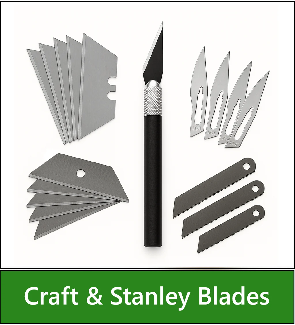Category navigation tile: Collage of craft and Stanley blades
