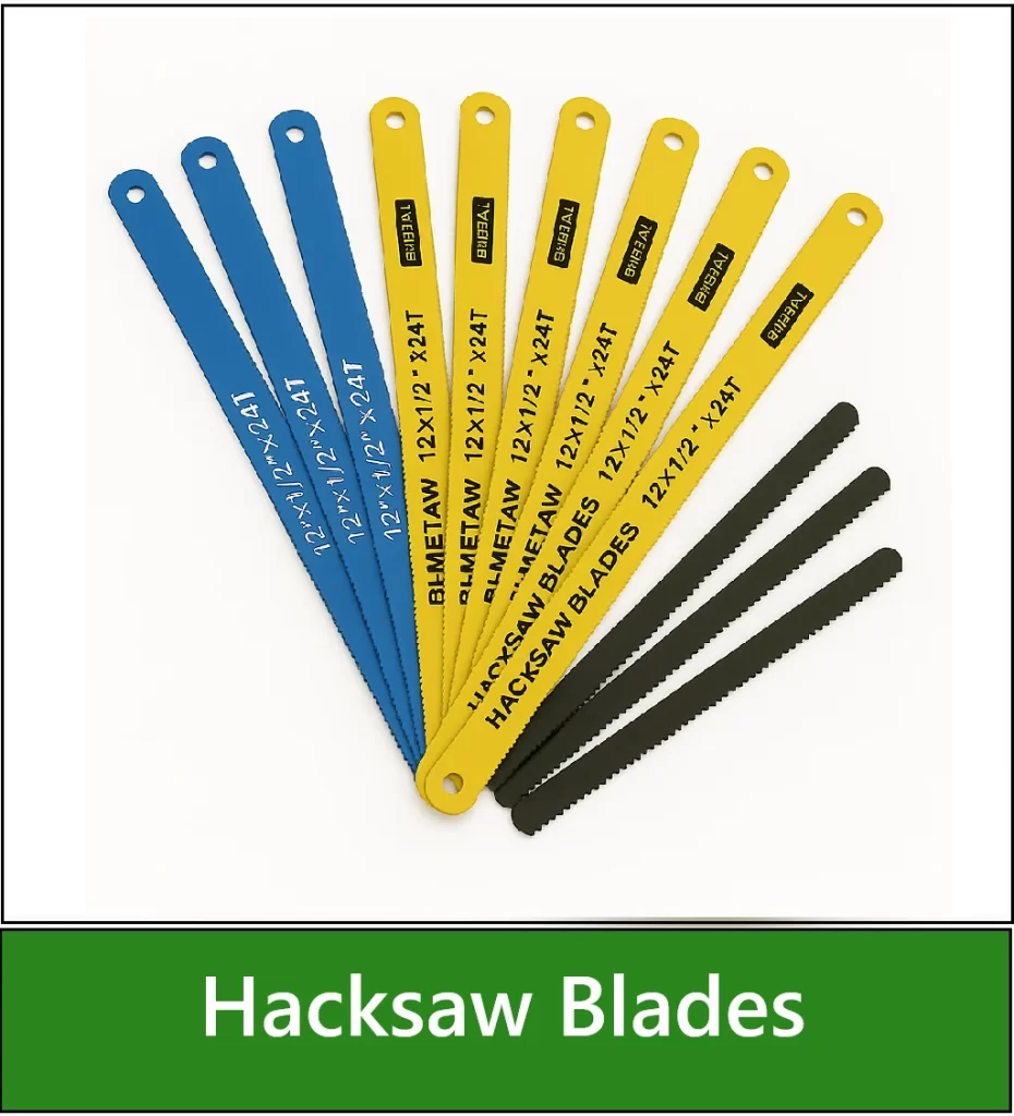 Category navigation tile: Collage of 6 inch and 12 inch hacksaw blades