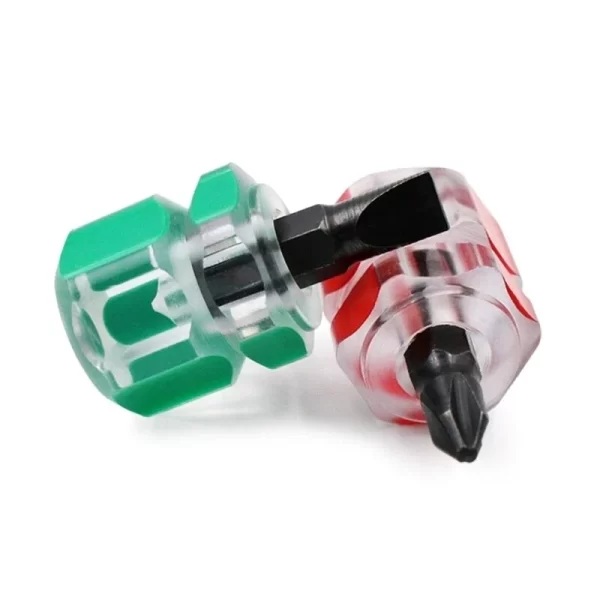 2-piece mini screwdriver set with flathead and cross-head drivers, compact design for tight space use
