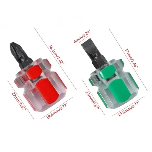 2-piece mini screwdriver set with flathead and cross-head drivers, compact design for tight space use image showing the physical dimensions