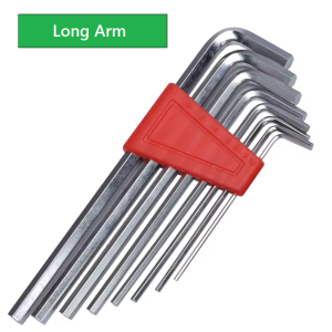 8-piece metric Allen key set in red plastic holder with long arm hex keys from 1.5mm to 6mm