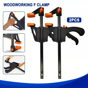 Pack of 2 F-clamps for woodworking – 4-inch quick ratchet clamps for carpentry and DIY projects