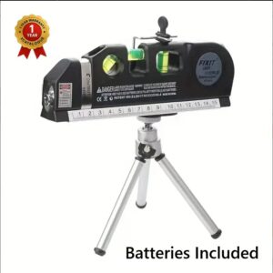 Laser level with tripod and tape measure for precise measuring and levelling tasks