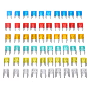 60 mini blade auto fuses arranged in colour order by amperage from 5A to 30A