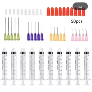with 5ml syringes and assorted blunt needles 14G to 21G