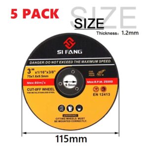 image showing dimensions of a 115mm metal cutoff discs for angle grinders