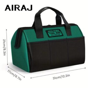 Multifunctional waterproof Oxford cloth tool bag with large capacity, side pockets, and handheld design, durable and portable for electricians and DIY projects.