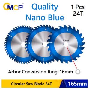 165mm Circular Saw Blade TCT Carbide tipped Nano Blue Coated for Wood Cutting 24T