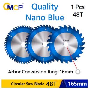 165mm Circular Saw Blade TCT Carbide tipped Nano Blue Coated for Wood Cutting 48T