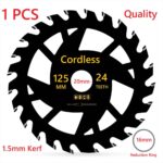 125mm x 20mm Cordless Circular Saw Blade TCT Carbide tipped Nano Blue Coated for Wood Cutting 24T- showing product dimensions