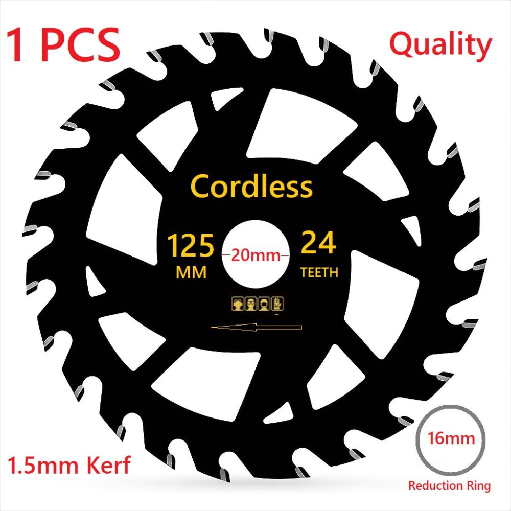 125mm x 20mm Cordless Circular Saw Blade TCT Carbide tipped Nano Blue Coated for Wood Cutting 24T- showing product dimensions