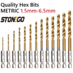 13-Piece METRIC Hex Shank Titanium-Plated Drill Bit Set