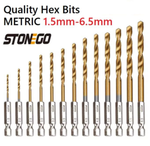 13-Piece metric Hex Shank Titanium-Plated Drill Bit Set – Durable & Precision-Engineered for Wood, Metal & Plastic