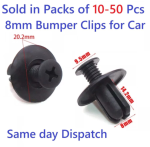 8mm plastic expansion rivet fastener for car bumper and fender with size diagram