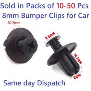 8mm plastic expansion rivet fastener for car bumper and fender with size diagram
