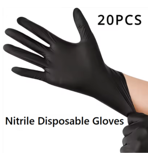 20PCS black nitrile disposable gloves for cleaning, hairdressing, tattoo and dishwashing use