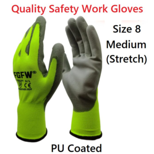 Pair of green / gray nitrile work gloves for DIY, workshop and general purpose protection size 8 medium