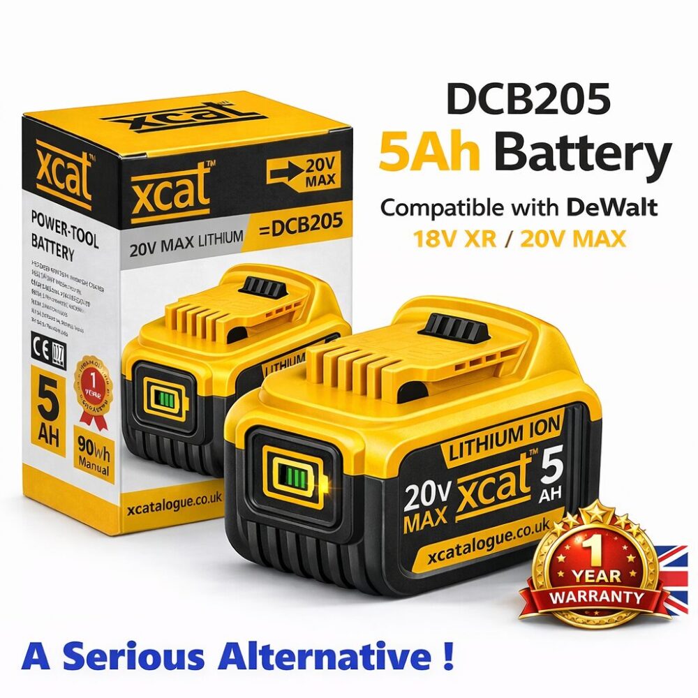 DeWalt DCB205 Battery 20V 5Ah XR Replacement – Compatible with 18V Tools | Xcat