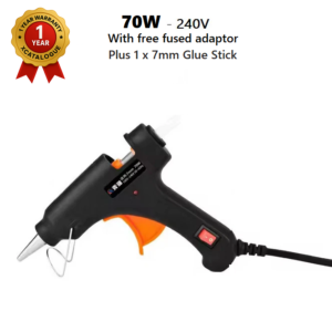 70W hot glue gun with 7mm nozzle and 1 transparent glue sticks for crafts and DIY projects