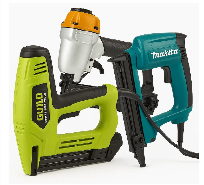 Corded nail and staple guns from Guild and Makita shown side by side navigation tile