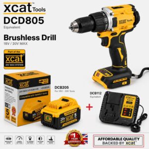 DCD805-type brushless drill driver set with drill body, battery and charger