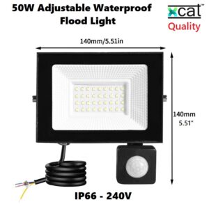 50W adjustable waterproof LED flood light with PIR motion sensor IP66 240V