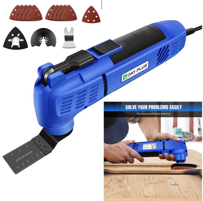 blue generic multi-tool with accessories
