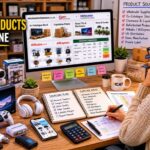 Woman researching wholesale suppliers, liquidation stock, Smart TVs, electronics, home and garden products, and ecommerce product sourcing opportunities on a desktop computer
