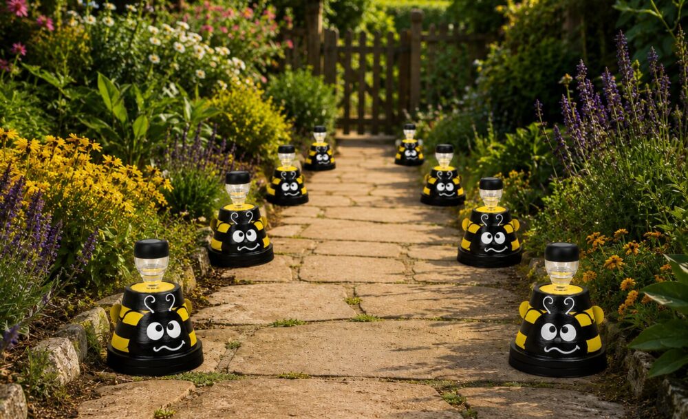 Outdoor Solar Garden Lights Handcrafted by BeePotts – Set of 2 (16.5cm diameter) - Image 2
