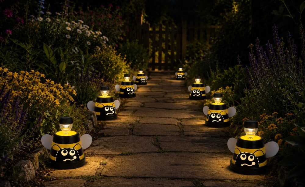 Outdoor Solar Garden Lights Handcrafted by BeePotts – Set of 2 (15.5cm Diameter) - Image 3