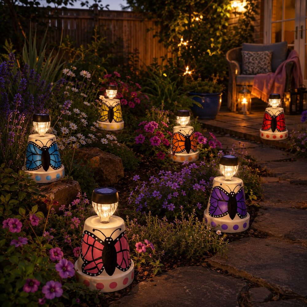 Hand Crafted Butterfly Solar Garden Lights Set of 2 by BeePotts - Image 3
