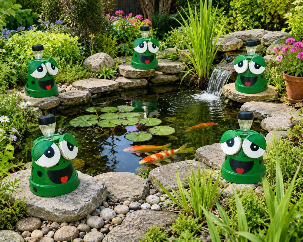 Set of 2 Frog Solar Garden Lights Outdoor Decorative Plant Pot Ornaments LED Patio Decor - Image 2