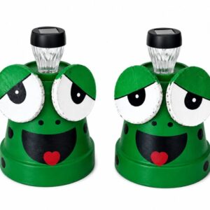 Set of 2 Frog Solar Garden Lights Outdoor Decorative Plant Pot Ornaments LED Patio Decor