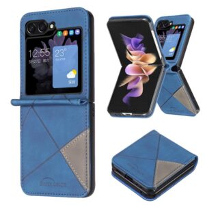 Samsung Galaxy Z Flip7 Rhombus Texture PU + PC Shockproof Phone Case – Blue
