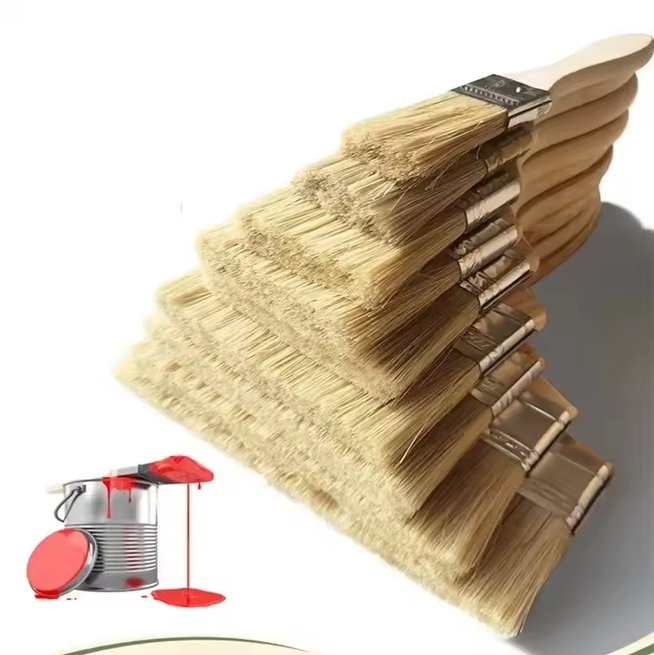5pcs Flat Nylon Paint Brush Set – Wooden Handle, DIY & Crafts – sizes 1,2,4,5,6 inch sets