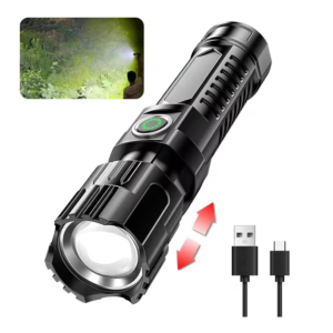2000LM Rechargeable LED Torch with Digital Display, USB Charging & Adjustable Zoom – Camping, Fishing & Emergency Light
