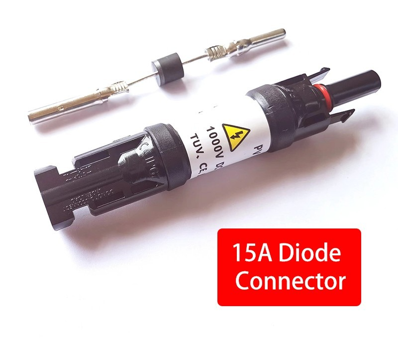 15A Solar Panel Blocking Diode Connector – IP67 Waterproof Inline PV Connector