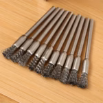 Stainless Steel Wire Brushes – 3.17mm Shank for Rotary Tools, Rust Removal - Pack of 10